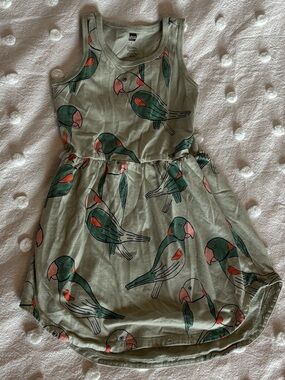 Tea Collection Sage Green Parrot Print Tank Dress